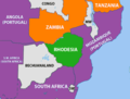 Image 16The geopolitical situation during the Rhodesian Bush War in 1965 – countries friendly to the nationalists are coloured orange. (from Zambia)