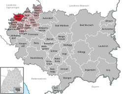 Elhelyezkedése Baden-Württemberg térképén