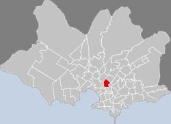 Map of Montevideo highlighting the barrio