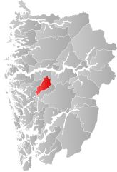 Lage der Kommune in der Provinz Vestland