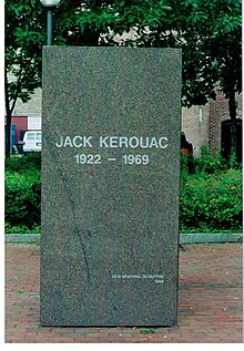 Memorial stone of the author Jack Kerouac in the city of Lowell, Mass. (USA)