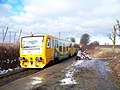 Regionovatrein op station Mutějovice aan spoorlijn 120/124