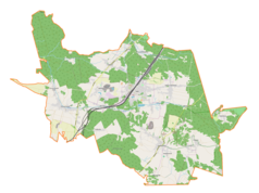 Mapa konturowa gminy Łazy, po prawej nieco na dole znajduje się punkt z opisem „Góra Chełm”