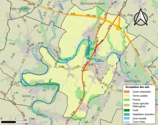 Carte en couleurs présentant l'occupation des sols.