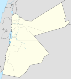 Mapa konturowa Jordanii, u góry po lewej znajduje się punkt z opisem „Dżarasz”