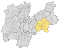 Collocatio communinatis vallis, quae pertinet ad municipio, in Libera Provincia Tridentina.