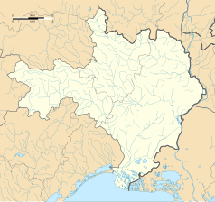 Mapa konturowa Gard, u góry znajduje się punkt z opisem „Le Martinet”