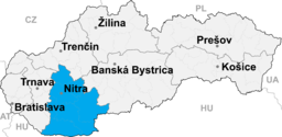 Regionens läge i Slovakien.