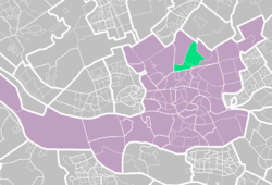 Highlighted position of Hillegersberg in a map of Rotterdam