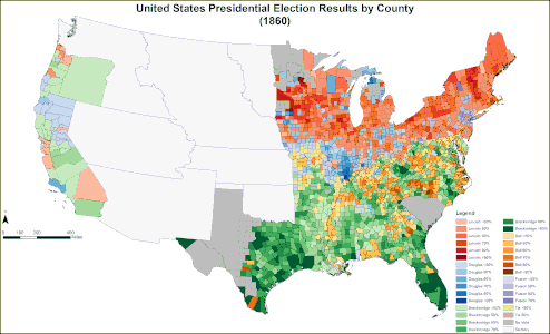 Map of presidential election results by county