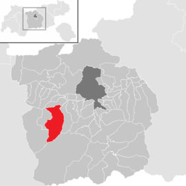 Poloha obce Sellrain v okrese Innsbruck-vidiek (klikacia mapa)