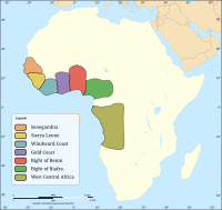 Major slave trading regions of West Africa, 15th–19th centuries