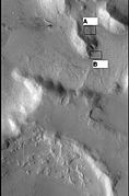 CTX context image showing location of next two HiRISE images. Location is Ismenius Lacus quadrangle.