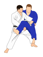 Illustration of judoka performing Sukui-nage throw