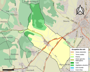 Carte en couleurs présentant l'occupation des sols.