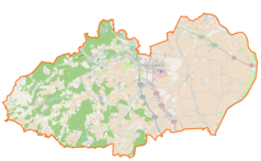 Mapa konturowa powiatu gdańskiego, w centrum znajduje się punkt z opisem „Żukczyn”