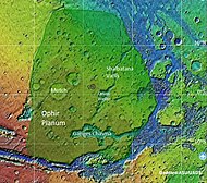 Map of Xanthe Terra with major features labeled