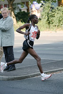 Tijdens de marathon van Berlijn in 2008