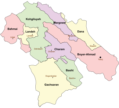 Counties of Kohgiluyeh and Boyer-Ahmad Province