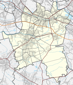 Mapa konturowa Katowic, u góry znajduje się punkt z opisem „Pomnik Powstańców Śląskich”