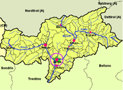 Charta dal Tirol dal Sid cun la citad da Bulsaun