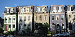 French style houses in a row face Lafayette Square Park