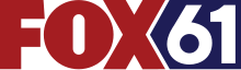 The Fox network logo in a cardinal red color. In a blue box that notches into the side of the X is a white 61 in a sans serif.