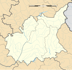 Mapa konturowa Alp Górnej Prowansji, w centrum znajduje się punkt z opisem „Beaujeu”