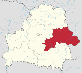 Localizarea Regiunii Moghilău în Belarus.