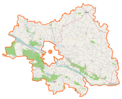 Mapa konturowa powiatu płockiego, u góry nieco na lewo znajduje się punkt z opisem „Włoczewo”