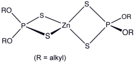 Algemene structuurformule van zinkdialkyldithiofosfaat