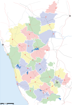 Map indicating the location of Shivamogga