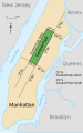 Central Parken kokapen mapa Manhattango uhartean.