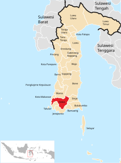 Location within South Sulawesi