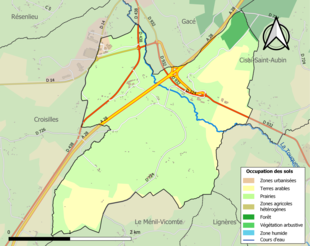 Carte en couleurs présentant l'occupation des sols.