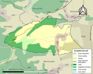 Carte en couleurs présentant l'occupation des sols.