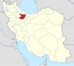 Provinsen Qazvins läge i Iran