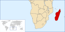 Lokasi Madagaskar di Afrika