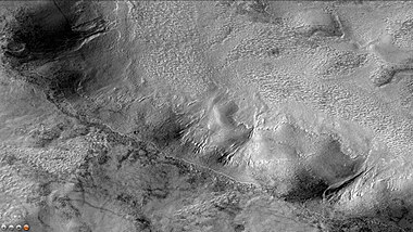 Gullies in Rossby Crater, as seen by CTX camera (on Mars Reconnaissance Orbiter). Note: this is an enlargement of previous image of west side of Rossby Crater.