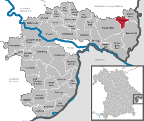 Poziția Sonnen pe harta districtului Passau