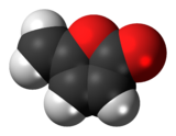 Space-filling model of the protoanemonin molecule