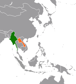 Map indicating locations of Myanmar and Laos