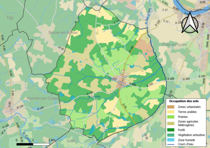 Carte des infrastructures et de l'occupation des sols de la commune en 2018 (CLC).