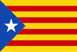 De blauwe estelada, embleem van de onafhankelijksbeweging, ontwerp van Vicenç Ballester