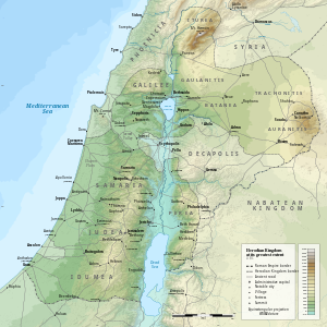 Herod controls Judea and environs, similar to the Hasmonean kingdom before Roman reductions