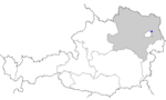 Map of Austria, position of Aderklaa highlighted