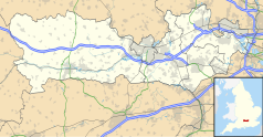 Mapa konturowa Berkshire, po prawej znajduje się punkt z opisem „Ascot”