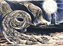 William Blake, Le Cercle de la Luxure, Paolo et Francesca, 1824 - 1827, 374 × 530 mm, City Museum and Art Gallery, Birmingham.