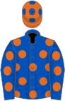 Royal blue, orange spots, orange cap, royal blue spots