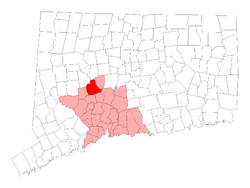 Location in New Haven County, Connecticut